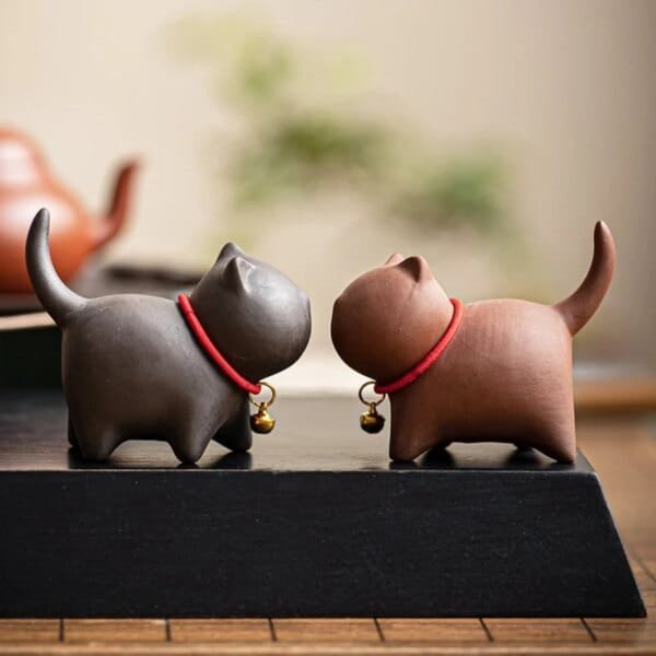 Purple Clay Lucky Cute Cat Tea Pet Ceramic - Image 5