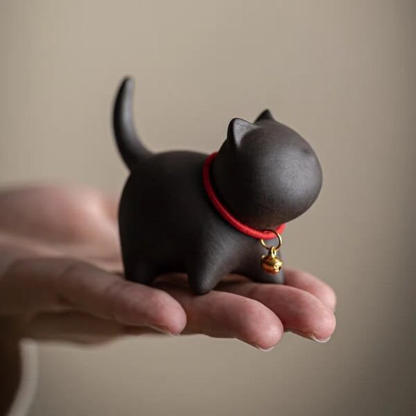 Purple Clay Lucky Cute Cat Tea Pet Ceramic - Image 3