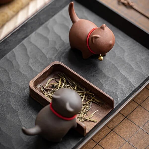 Purple Clay Lucky Cute Cat Tea Pet Ceramic - Image 2