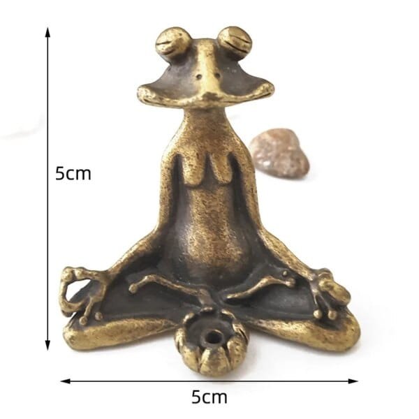 Antique Brass Meditation Zen Frog Statue Ornament Copper Animal Sculpture Incense Burner Home Desk Decorations Tea Pet - Image 6