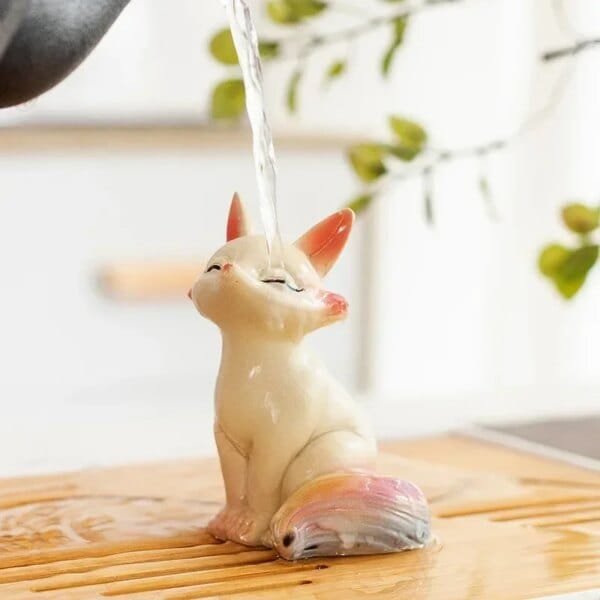 Color changing  Cute Fox Tea Pet Home Decoration Resin - Image 3