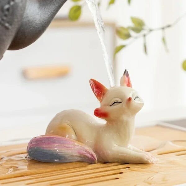 Color changing  Cute Fox Tea Pet Home Decoration Resin - Image 2
