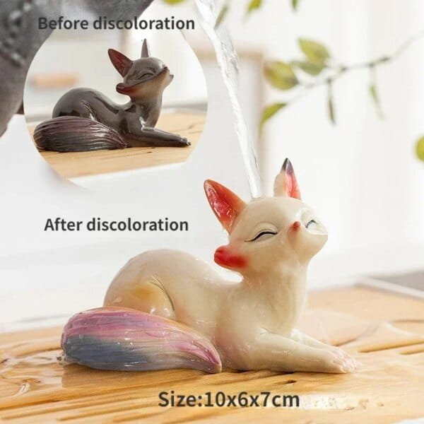 Color changing  Cute Fox Tea Pet Home Decoration Resin - Image 6