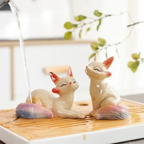 Color changing  Cute Fox Tea Pet Home Decoration Resin