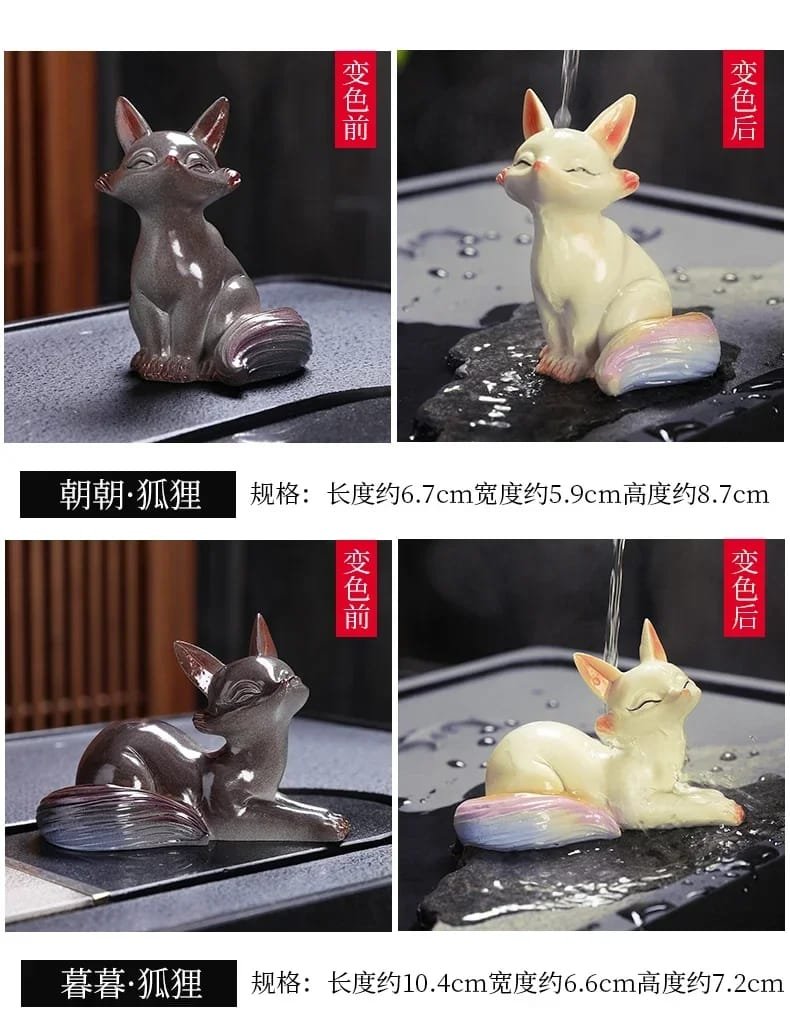 Color-changing Fox Tea Pet Home Decoration Resin Tea Play Table Ornaments Teaware Set Chinese Gongfu Tea Ceremony Accessories