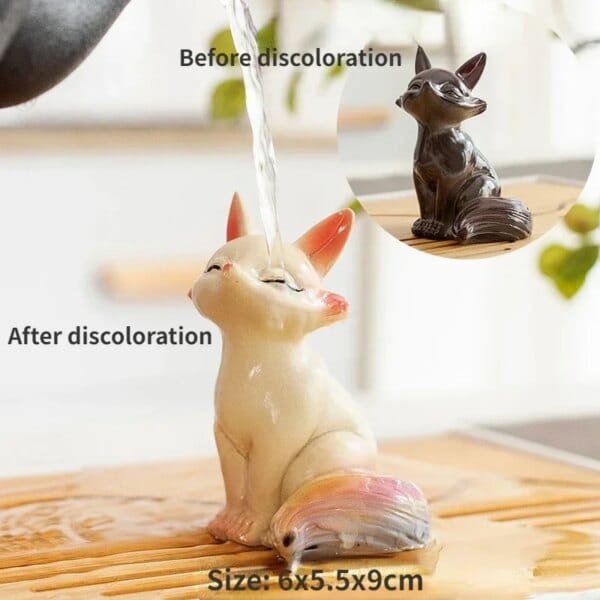Color changing  Cute Fox Tea Pet Home Decoration Resin - Image 5