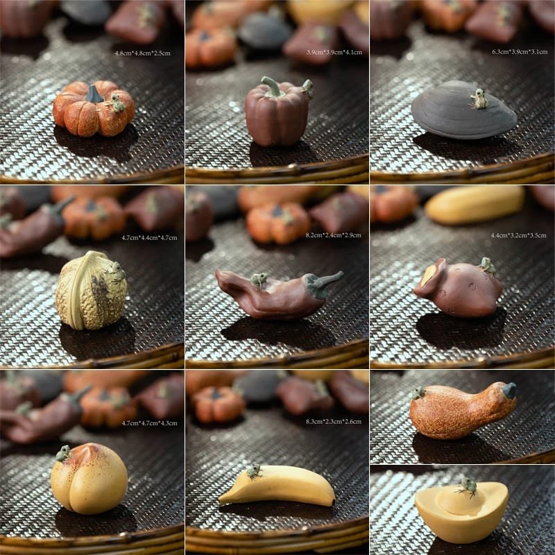 Tea Pet Zisha Creative Hand-sprayed Frog Pumpkin Purple Clay Fruit Sculpture Kungfu Tea Set Tea Ceremony Decor Art Carfts