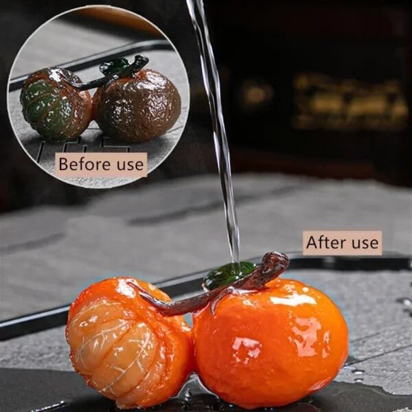 Chinese Resin Color Changing Tea Pet Lucky Orange Model - Image 3