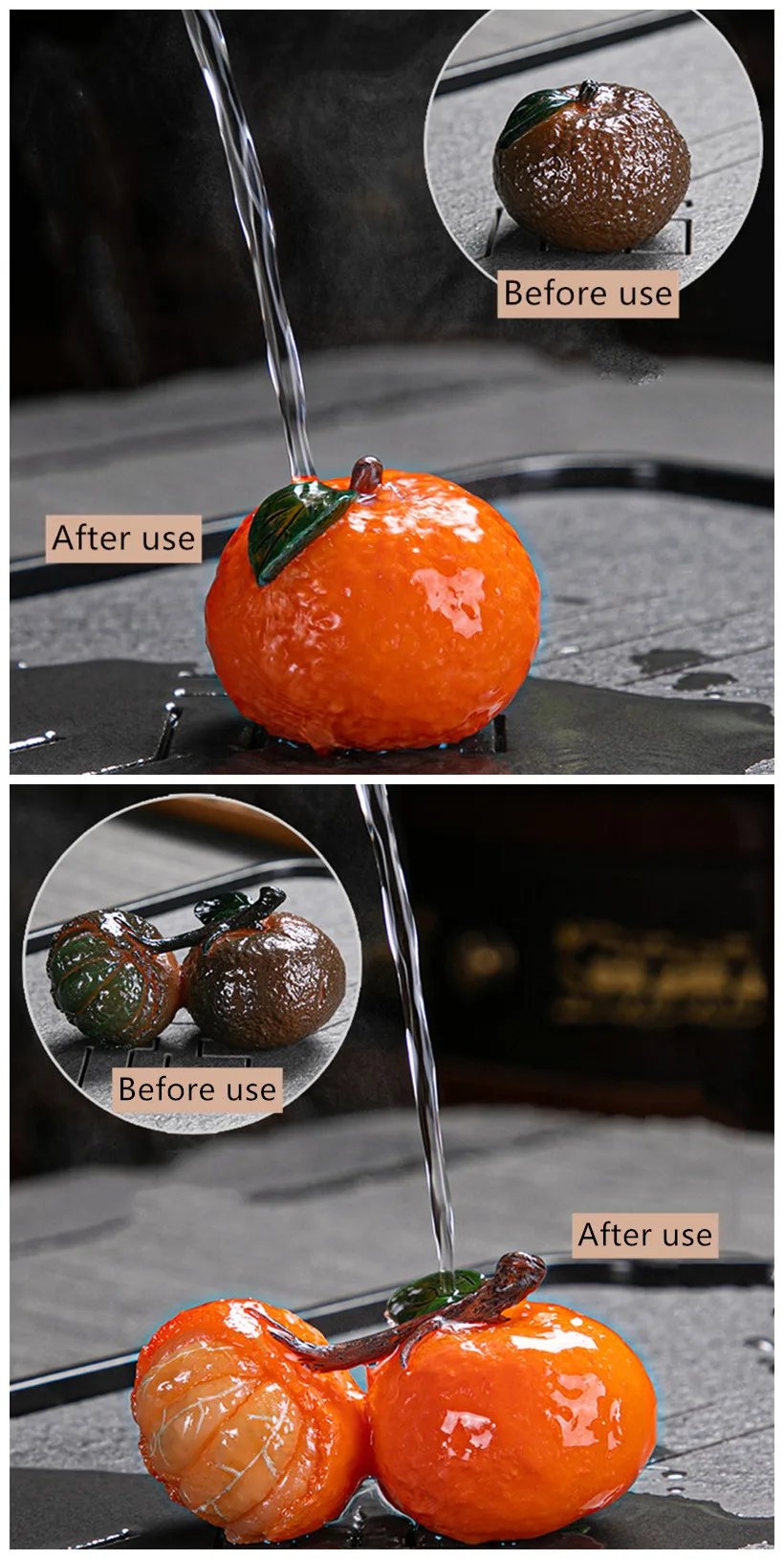 Chinese Resin Color Changing Tea Pet Lucky Orange Model Tea Figurine Ornaments Home Tea Set Decoration Accessories Crafts