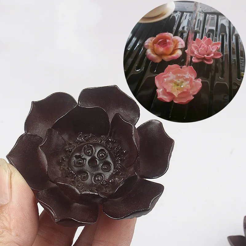 Ceramic Color-changing Tea Pet Chinese Tea Set Accessories Flower Model Sculpture Decoration Home Tea Tray Ornaments Crafts