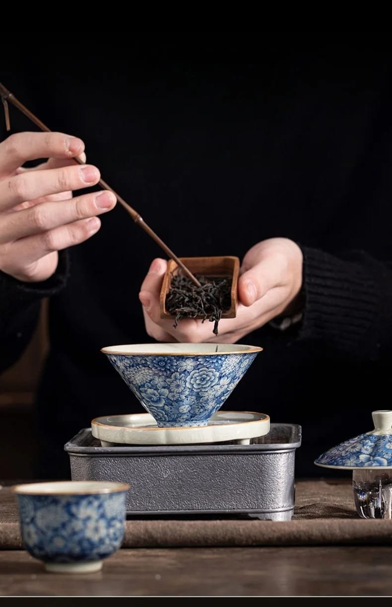 Retro Ru Kiln Tea Tureen Ceramic Sancai Cover Bowl Tea Maker Gaiwan Can Raise Kung Fu Teaware