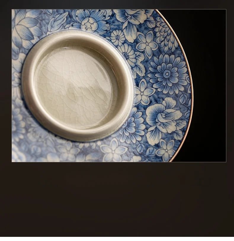 Retro Ru Kiln Tea Tureen Ceramic Sancai Cover Bowl Tea Maker Gaiwan Can Raise Kung Fu Teaware