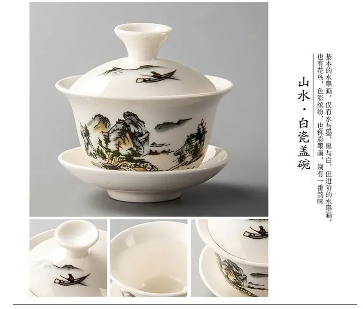 Elegant Chinese Traditional Gaiwan, Ceramic Teapot, Bowl with Lid, S/05 ER Kung Fu, Standard Tea Cup, Direct Shipping