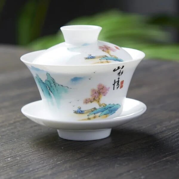 Chinese Traditions Gai Wan Tea Set Bone China Tea Sets Dehua Gaiwan Tea Porcelain Pot Set For Travel Beautiful And Easy Kettle - Image 6
