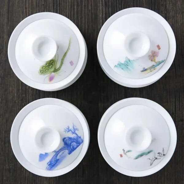 Chinese Traditions Gai Wan Tea Set Bone China Tea Sets Dehua Gaiwan Tea Porcelain Pot Set For Travel Beautiful And Easy Kettle - Image 3