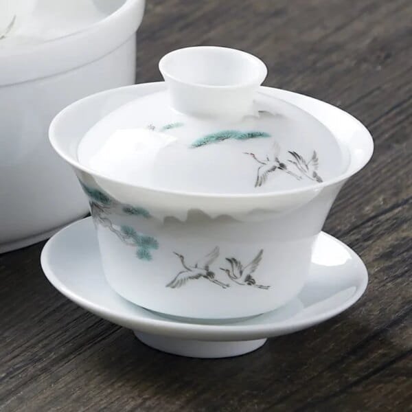 Chinese Traditions Gai Wan Tea Set Bone China Tea Sets Dehua Gaiwan Tea Porcelain Pot Set For Travel Beautiful And Easy Kettle - Image 2