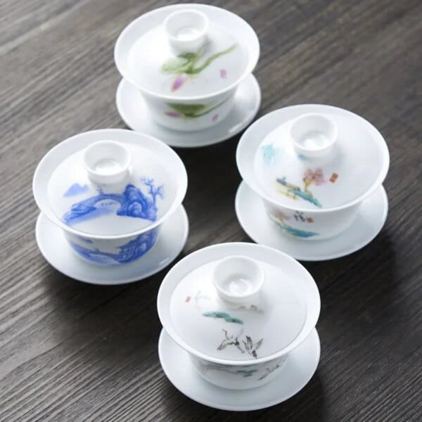 Chinese Traditions Gai Wan Tea Set Bone China Tea Sets Dehua Gaiwan Tea Porcelain Pot Set For Travel Beautiful And Easy Kettle - Image 4
