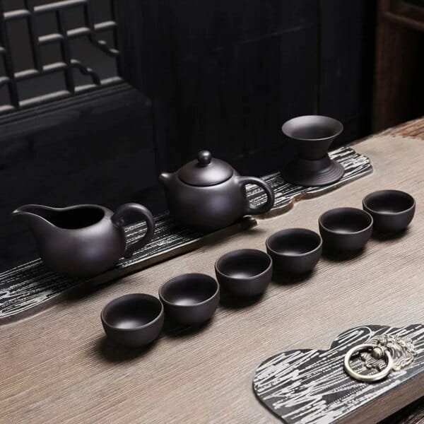 Purple Clay Chinese Kung Fu Tea Set Yixing Teapot Handmade Tea Pot Cup Zisha Gaiwan Tea Kettles Ceremony Drinkware Teaware Set - Image 2