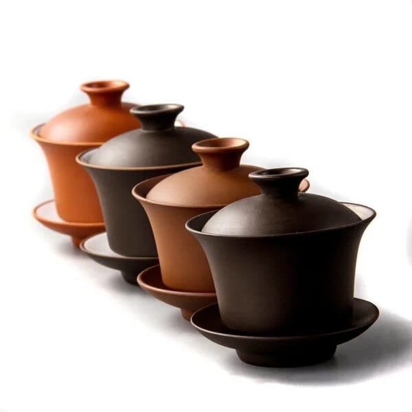 Purple Clay Gaiwan Teaset Elegant Gaiwan Chinese Tea Cup Teaware tureen lid bowl saucer tea brew tea cup