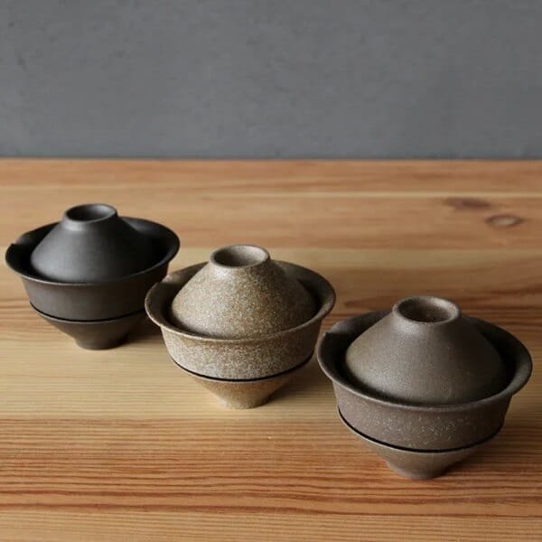 GaiWan Tea Cup Set Portable Japanese Travel Teaware Kong Fu Tea Cup 1 Pot 2 Cups Home Office Travel Vintage Drinkware Gaiwan - Image 3