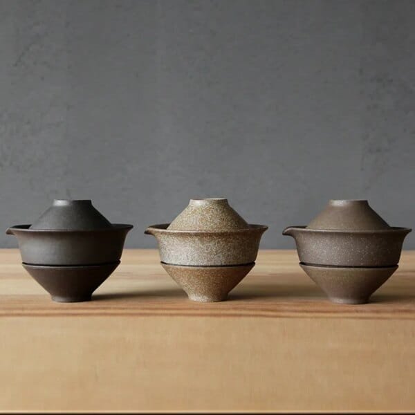 GaiWan Tea Cup Set Portable Japanese Travel Teaware Kong Fu Tea Cup 1 Pot 2 Cups Home Office Travel Vintage Drinkware Gaiwan - Image 2