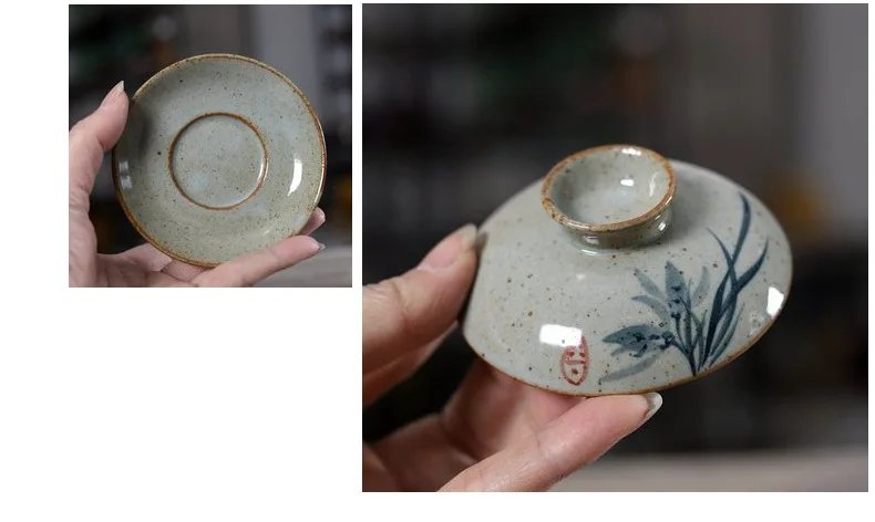 Handpainted Chinese Sancai Gaiwan Pottery Tea Cup Bowl Kung Fu Teacups Home Decor Ceramic Teaware Tea Tureen Set