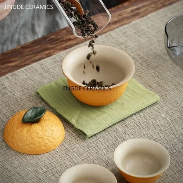 Customize Chinese Tea Set Ceramic Portable Teapot Set Travel Gaiwan Tea Cups of Tea Ceremony Accessories One Pot Two Cup Suit - Image 4