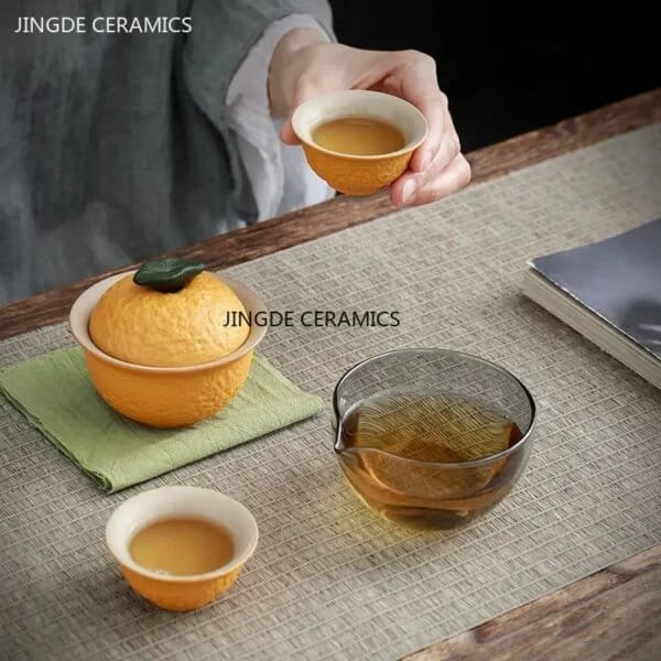 Customize Chinese Tea Set Ceramic Portable Teapot Set Travel Gaiwan Tea Cups of Tea Ceremony Accessories One Pot Two Cup Suit - Image 6