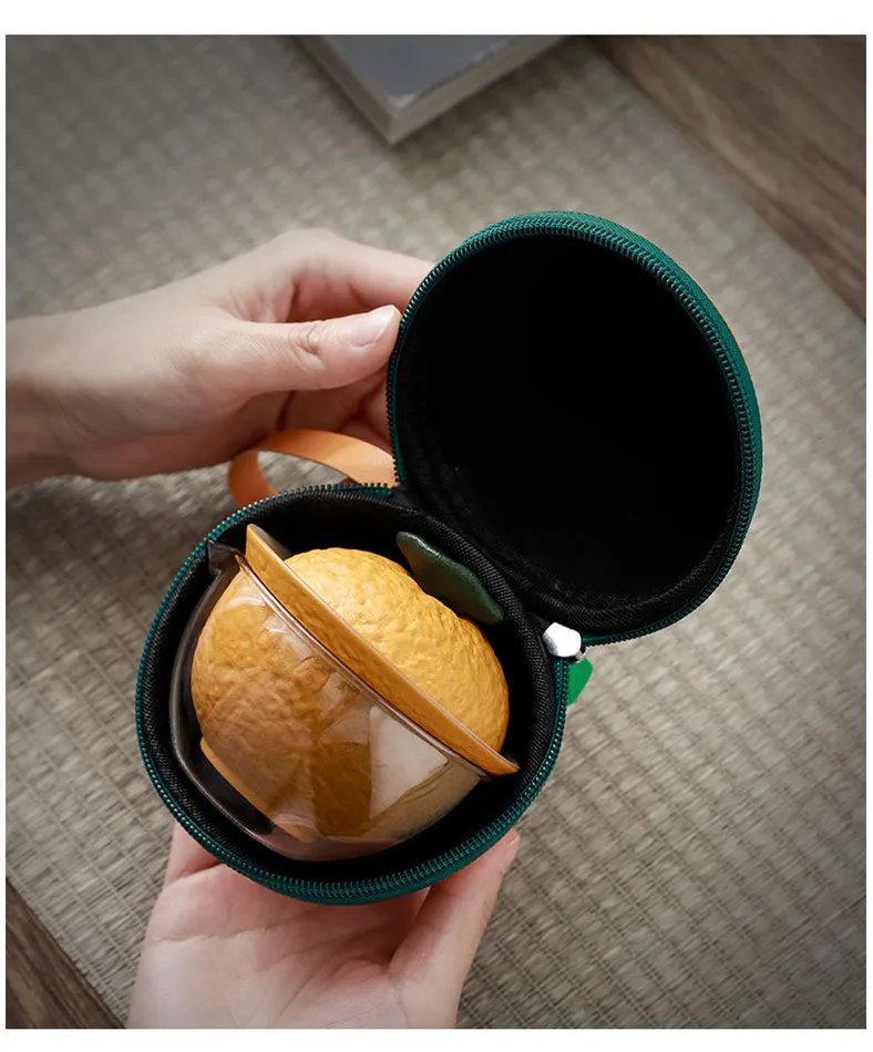 Customize Chinese Tea Set Ceramic Portable Teapot Set Travel Gaiwan Tea Cups of Tea Ceremony Accessories One Pot Two Cup Suit
