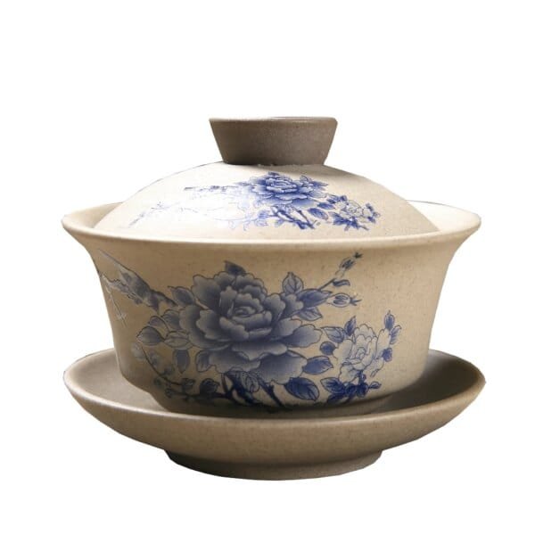 Chinese Peony Clay Gaiwan Tea Cup Classical Gaiwan Traditional Handmade Tea Set Cup - Image 2