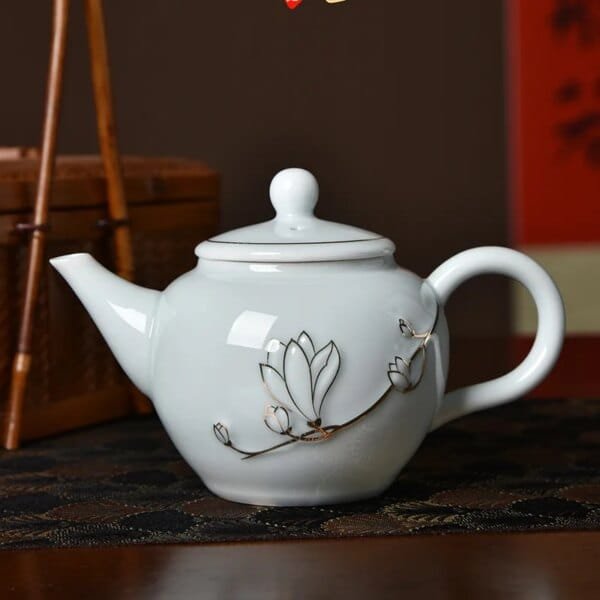 Traditional Chinese Gaiwan Sancai Teacup Pot with Lid Ceramic Tea Tureen Porcelain Tea Cup with Gold Trim Teaware Teapots Set - Image 3