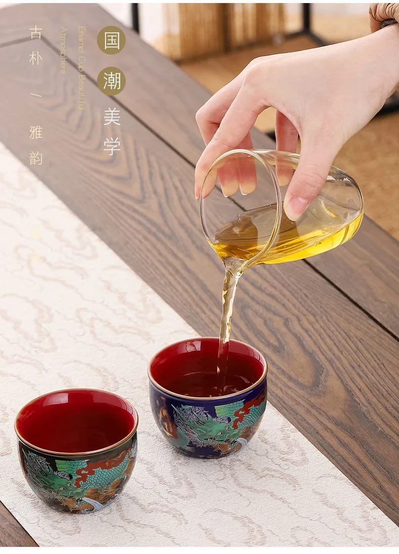 Creative Retro Ceramic Gaiwan Set Tea Cup Bowls Chinese Color Enamel Teacups Porcelain Kung Fu Teaware Sancai Tea Tureen