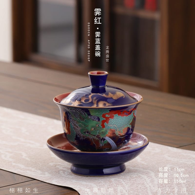 Creative Retro Ceramic Gaiwan Set Tea Cup Bowls Chinese Color Enamel Teacups Porcelain Kung Fu Teaware Sancai Tea Tureen