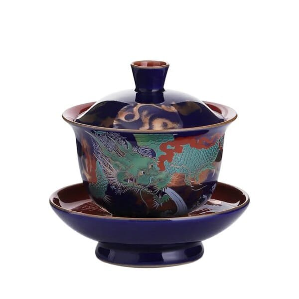 Creative Retro Ceramic Gaiwan Set Tea Cup Bowls Chinese Color Enamel Teacups Porcelain Kung Fu Teaware Sancai Tea Tureen - Image 5