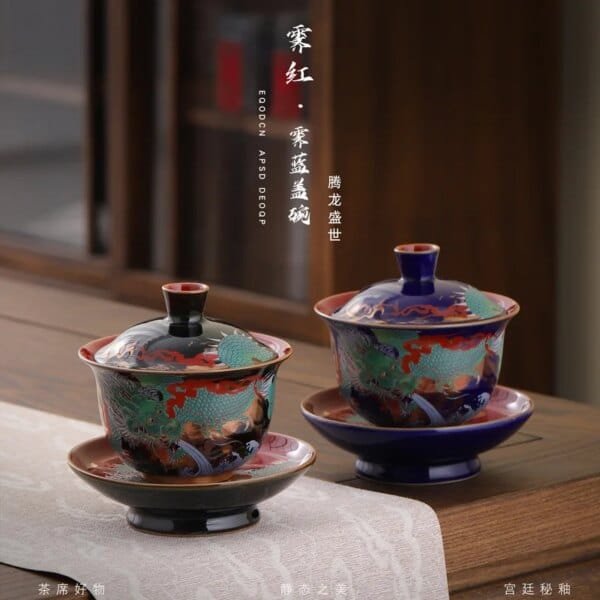 Creative Retro Ceramic Gaiwan Set Tea Cup Bowls Chinese Color Enamel Teacups Porcelain Kung Fu Teaware Sancai Tea Tureen - Image 4