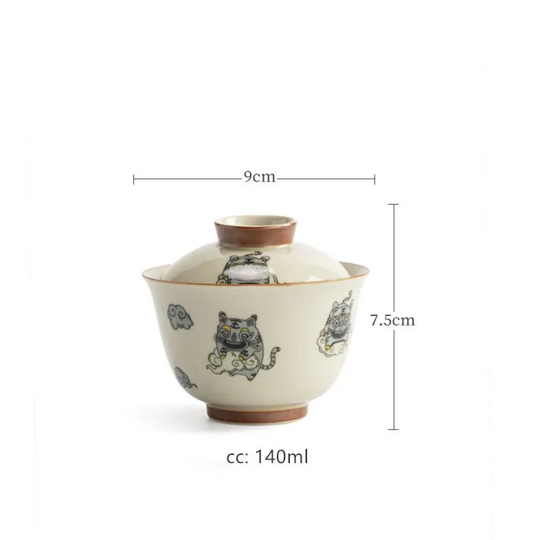 140ml Chinese Style Ceramics Gaiwan Teacup Handmade Tea Infuser Customize Porcelain Teaware Portable Tea Cups with Lid