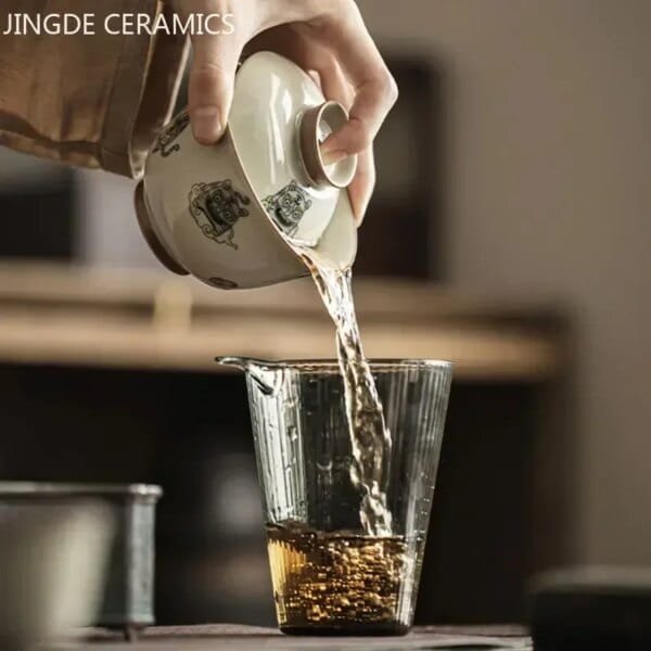 140ml Chinese Style Ceramics Gaiwan Teacup Handmade Tea Infuser Customize Porcelain Teaware Portable Tea Cups with Lid - Image 3