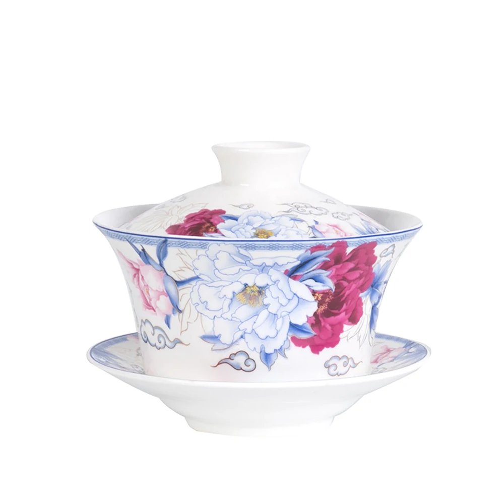 350ml Large Capacity Ceramics Gaiwan Porcelain Gaiwan Tea Cover Bowl Japanese Te Cup Soup Tureen Gai Wan Chinese Tea Cups Puer