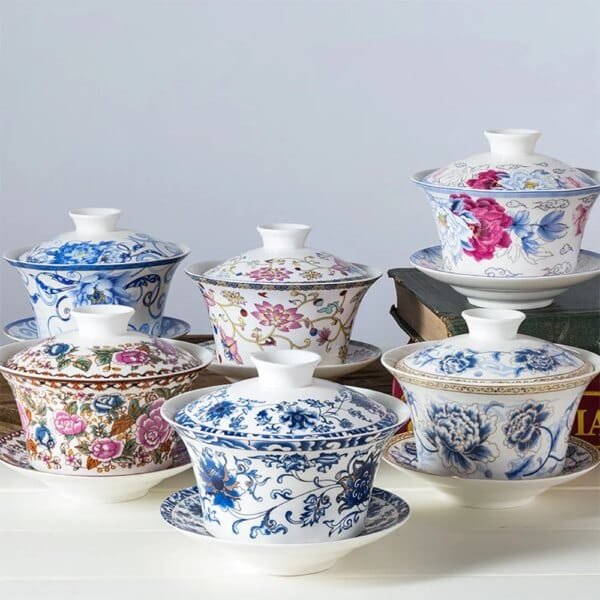 350ml Large Capacity Ceramics Gaiwan Porcelain Gaiwan Tea Cover Bowl Japanese Te Cup Soup Tureen Gai Wan Chinese Tea Cups Puer - Image 2