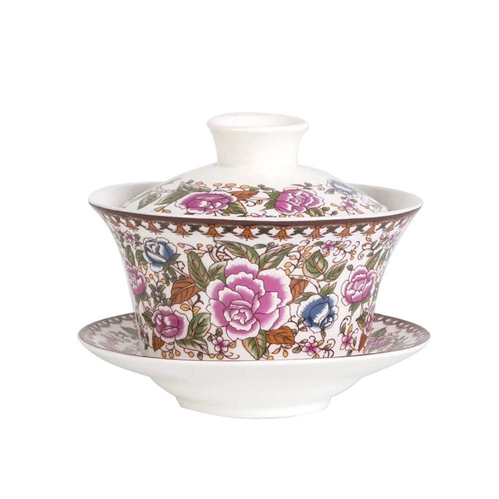 350ml Large Capacity Ceramics Gaiwan Porcelain Gaiwan Tea Cover Bowl Japanese Te Cup Soup Tureen Gai Wan Chinese Tea Cups Puer