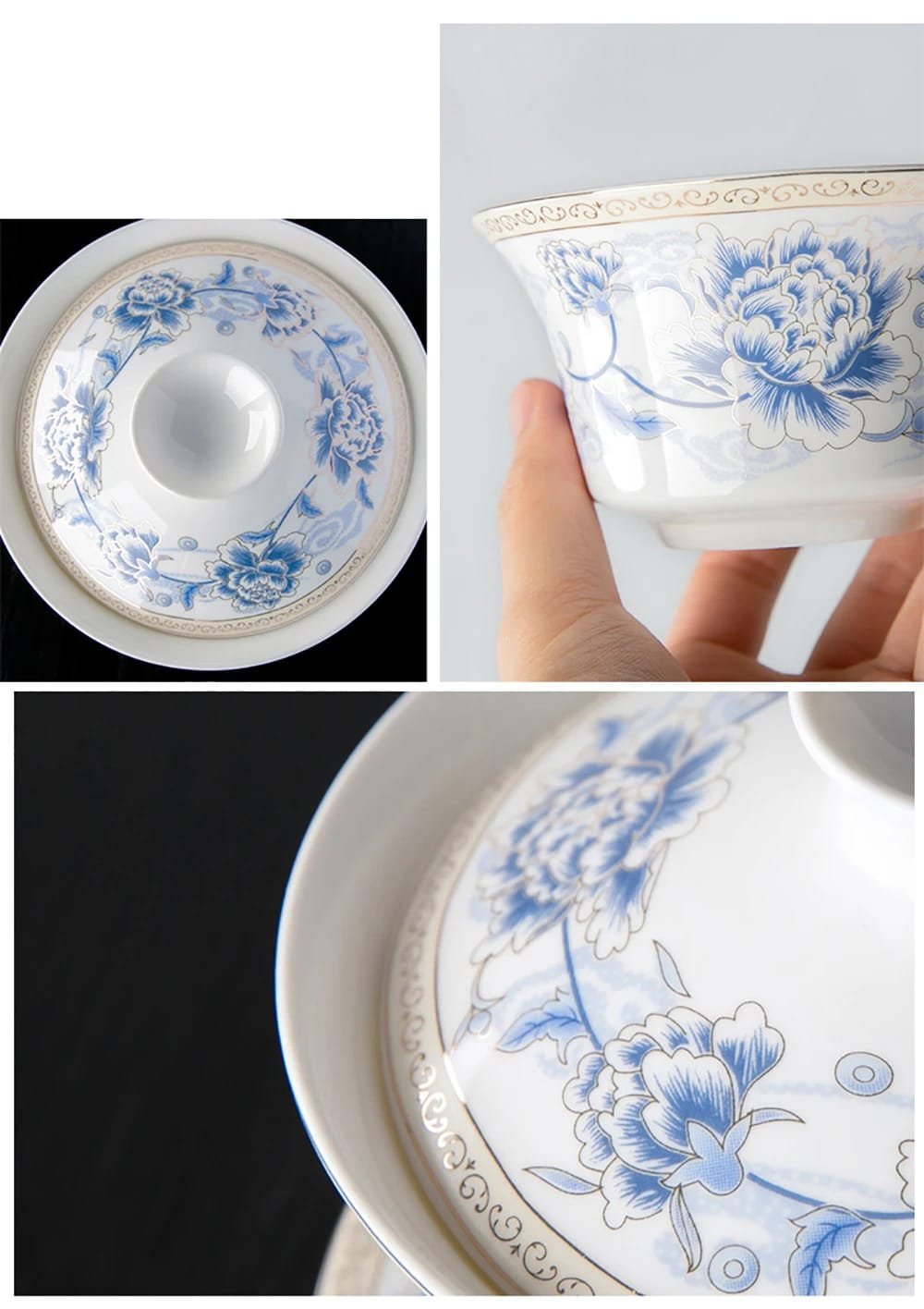 350ml Large Capacity Ceramics Gaiwan Porcelain Gaiwan Tea Cover Bowl Japanese Te Cup Soup Tureen Gai Wan Chinese Tea Cups Puer