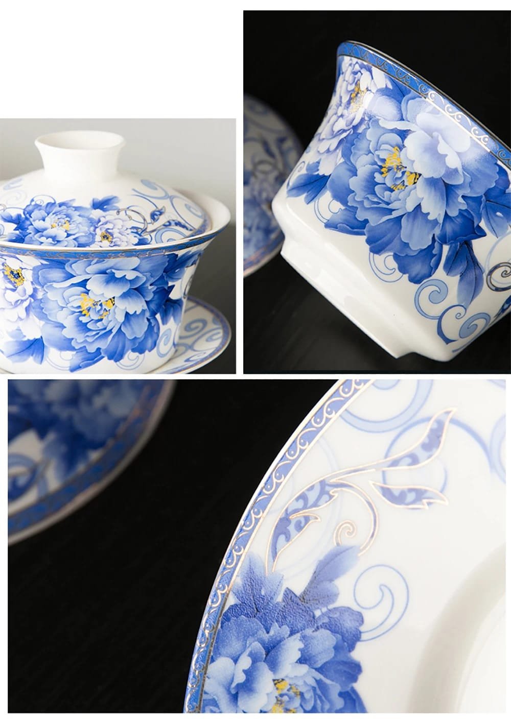 350ml Large Capacity Ceramics Gaiwan Porcelain Gaiwan Tea Cover Bowl Japanese Te Cup Soup Tureen Gai Wan Chinese Tea Cups Puer