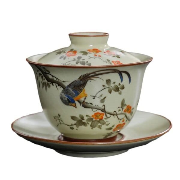 Handmade Porcelain Gaiwan Chinese Teacup Hand-painted Flowers Sancai Tea Tureen Travel Tea Bowl Porcelain Teaware Set Accessories - Image 5