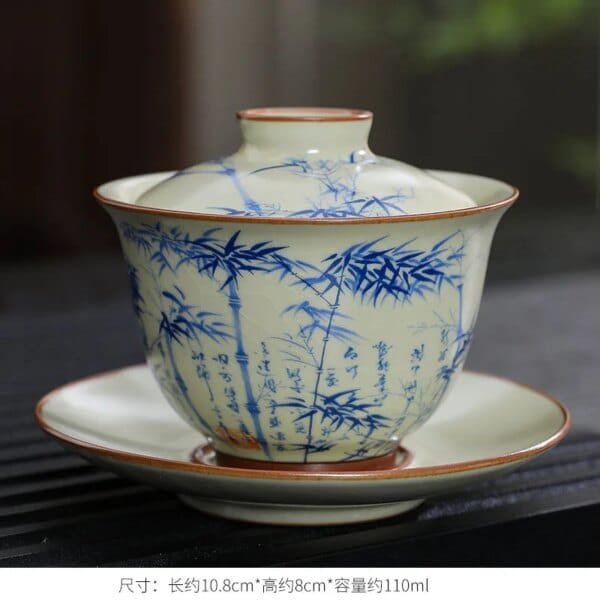 Handmade Porcelain Gaiwan Chinese Teacup Hand-painted Flowers Sancai Tea Tureen Travel Tea Bowl Porcelain Teaware Set Accessories - Image 4