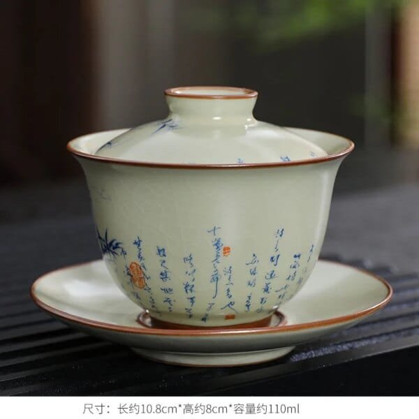 Handmade Porcelain Gaiwan Chinese Teacup Hand-painted Flowers Sancai Tea Tureen Travel Tea Bowl Porcelain Teaware Set Accessories - Image 2