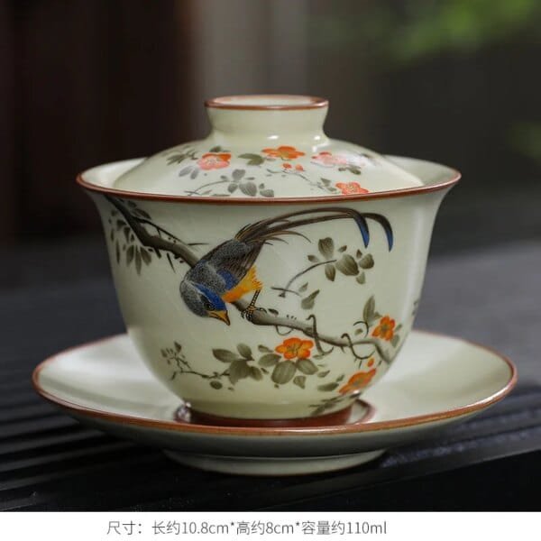 Handmade Porcelain Gaiwan Chinese Teacup Hand-painted Flowers Sancai Tea Tureen Travel Tea Bowl Porcelain Teaware Set Accessories - Image 6