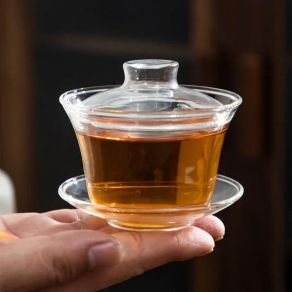 Glass Gaiwan High Quality Tea Set Heat Resistant Explosion Proof Single Tea Cover Bowl Small Teacup Milk Rose Flower Mug - Image 5
