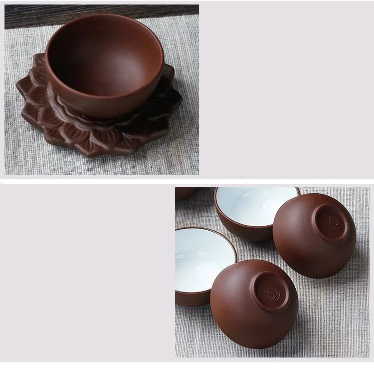 8 Pcs/set Yixing Handmade Purple Clay Teacup Authentic Dahongpao Tea Bowl Travel Portable Pu'er Master Cup Chinese Zisha Tea Set