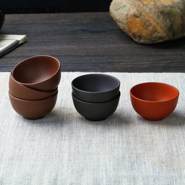 8 Pcs/set Yixing Handmade Purple Clay Teacup Authentic Dahongpao Tea Bowl Travel Portable Pu'er Master Cup Chinese Zisha Tea Set - Image 3