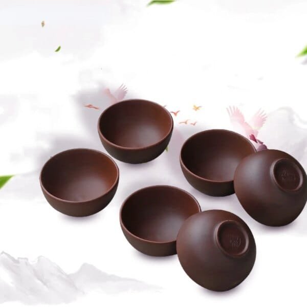 8 Pcs/set Yixing Handmade Purple Clay Teacup Authentic Dahongpao Tea Bowl Travel Portable Pu'er Master Cup Chinese Zisha Tea Set - Image 2